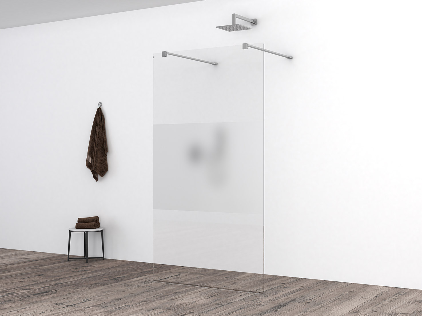 Slim glasplaat 1100 x 2000 x 8 mm nano helder glas met melkglas middenband