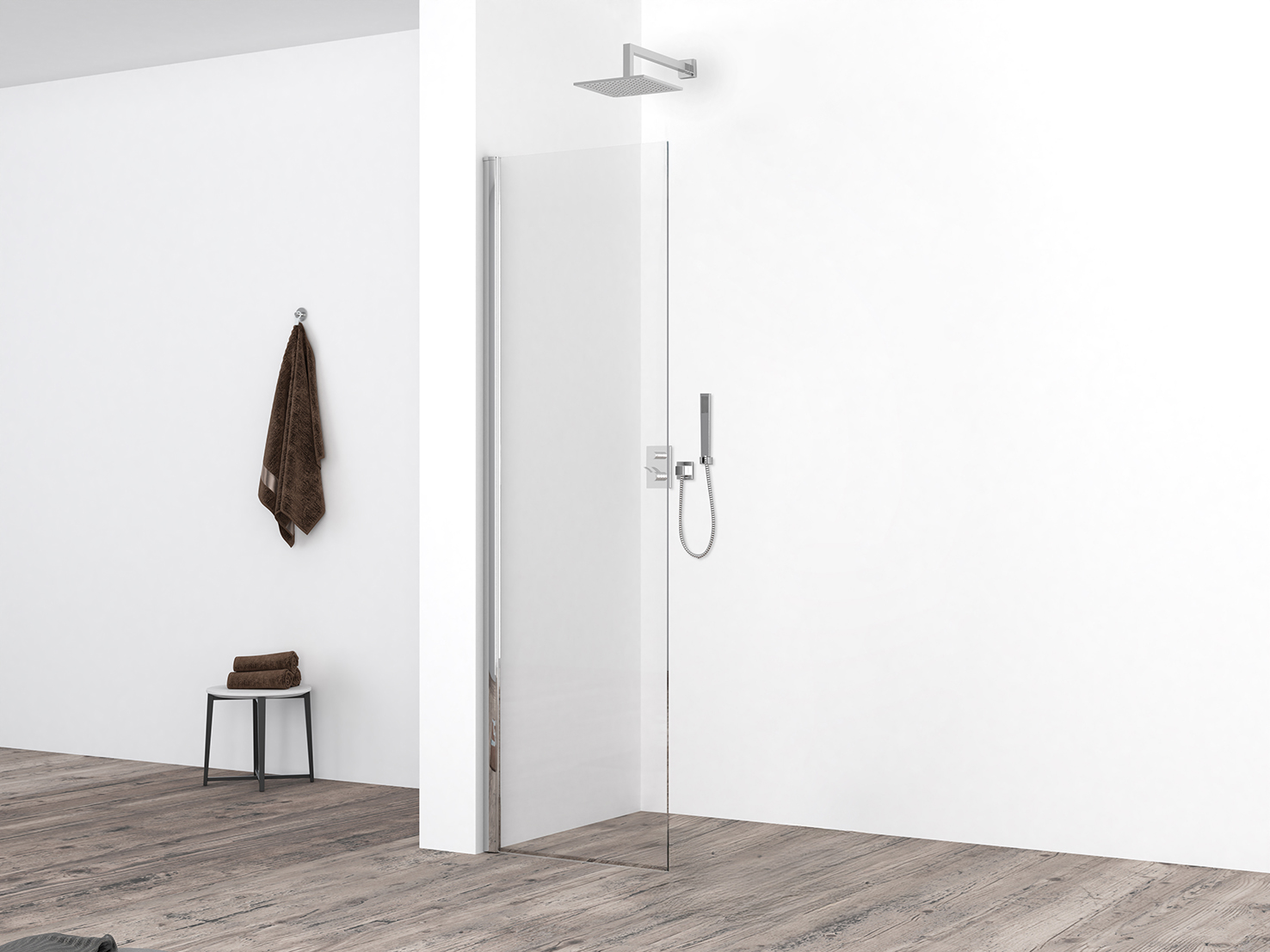 Comfort zijwand met muurprofiel 400 x 2000 x 10 mm nano helder glas/chroom