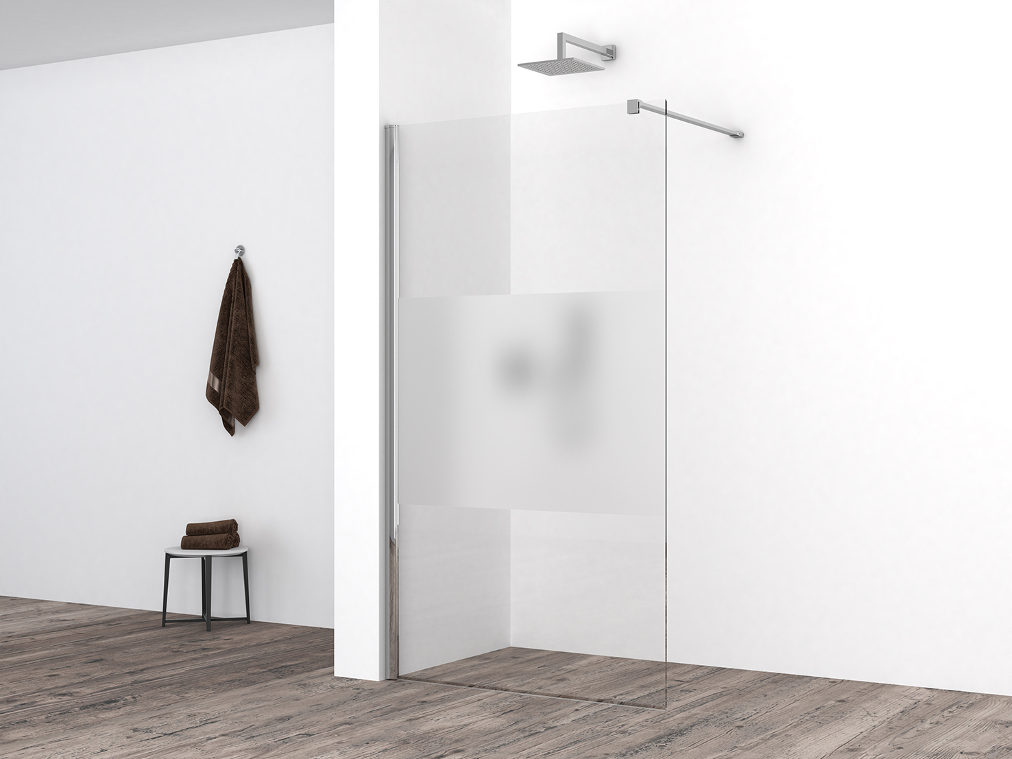 Comfort inloopdouche 800 x 2000 x 10 mm nano helder glas met melkglas middenband/chroom