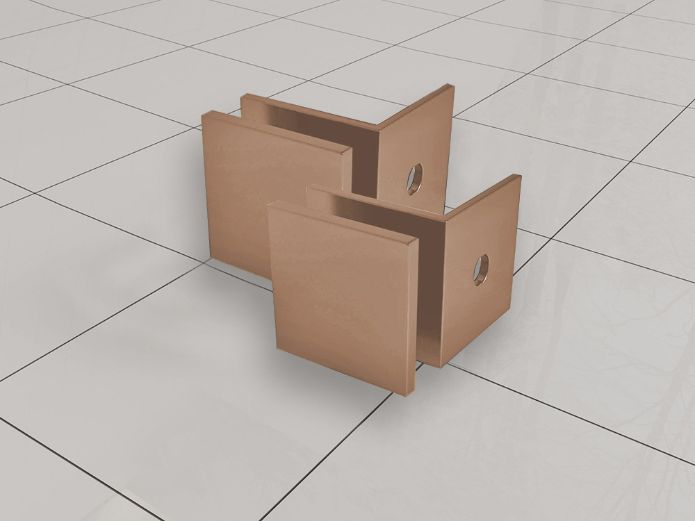 Less glaskoppelingset voor profielloze inloopdouche 2 stuks geborsteld koper