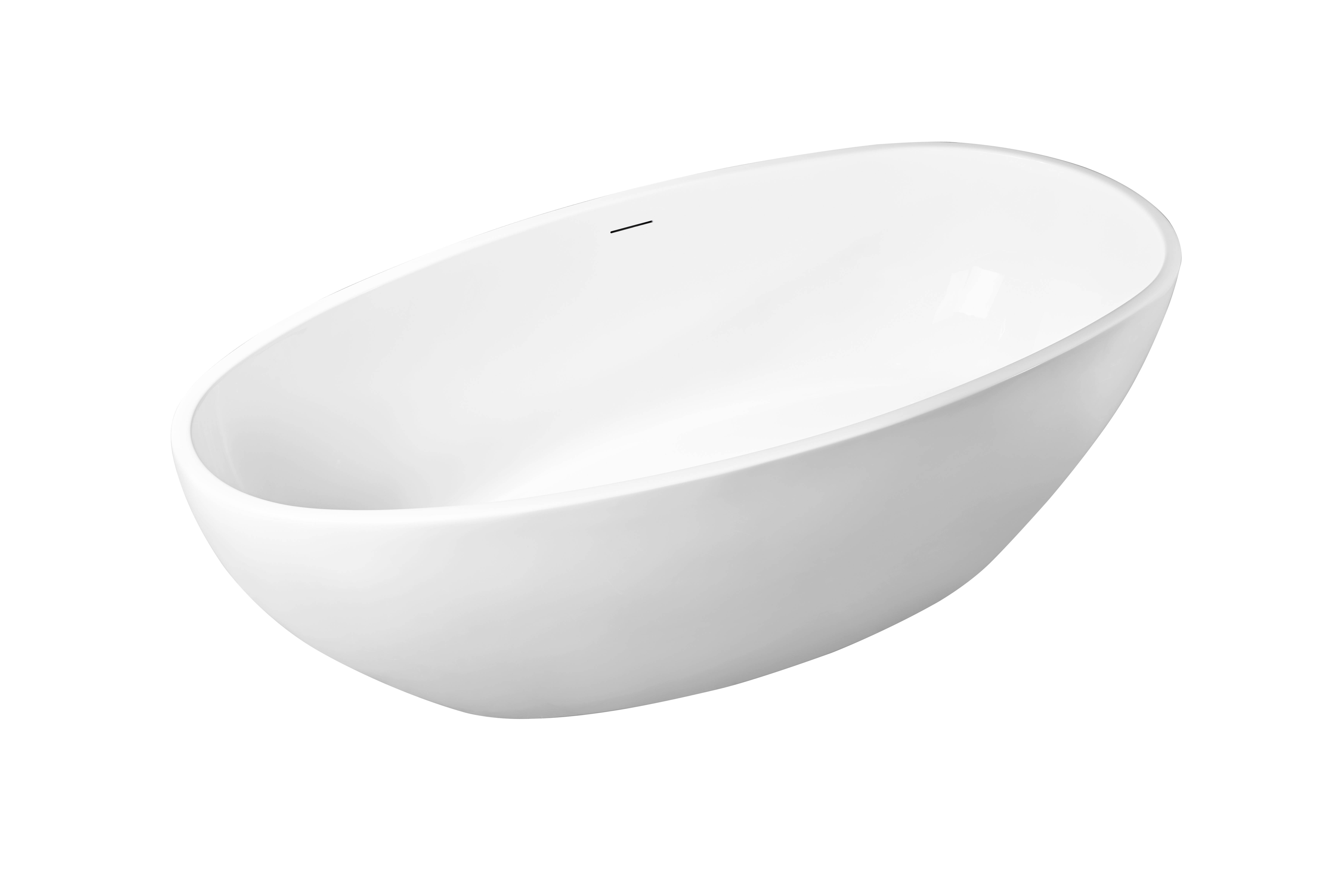 Ellips vrijstaand bad 180 x 90 x 60 cm acryl glans wit met waste glans wit