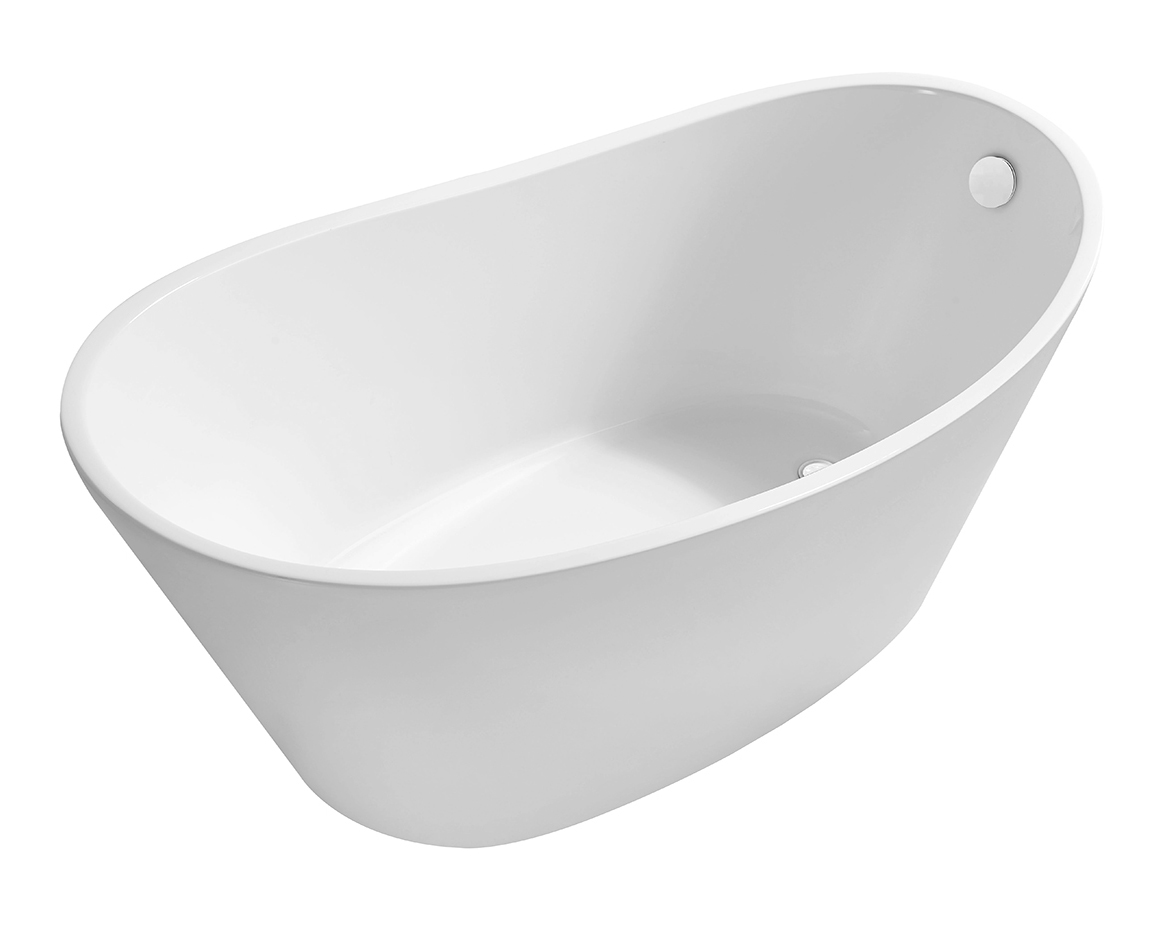 Trapeze vrijstaand ligbad 170 x 77 cm acryl glans wit met waste glans wit