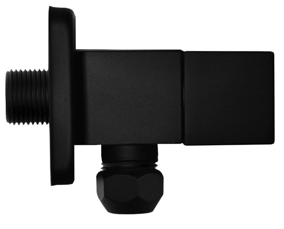 Square hoekstopkraan+rozet 3/8'x10 mat zwart