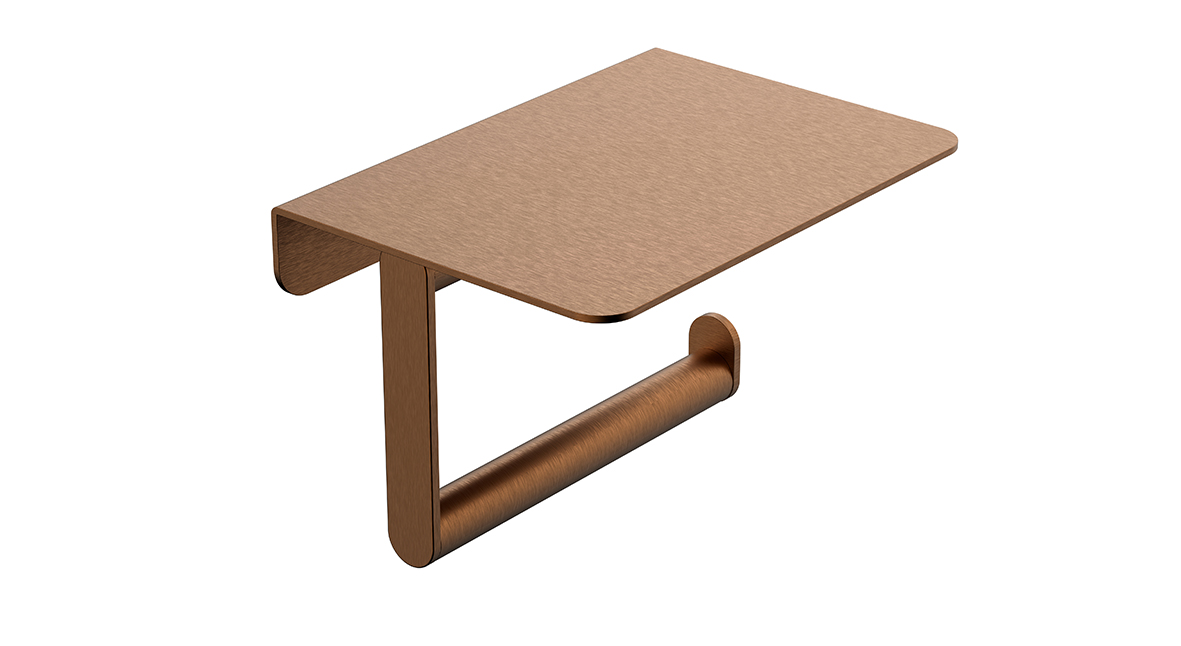 Alonzo toiletrolhouder met planchet geborsteld brons koper PVD