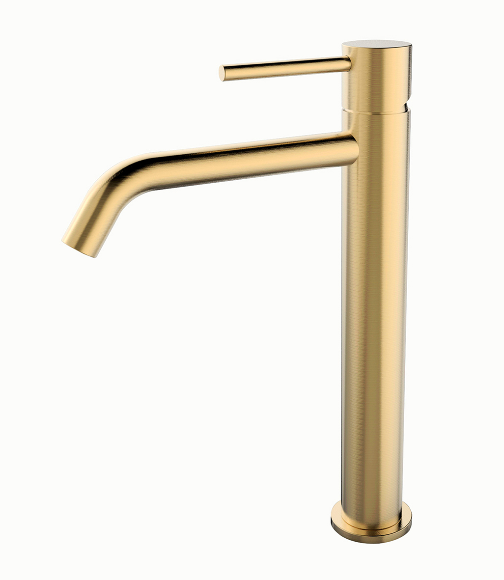 Style XL wastafelkraan hoog geborsteld messing PVD