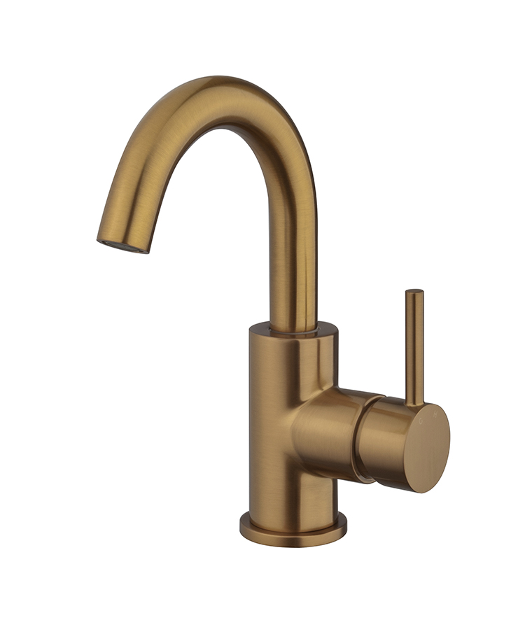 Caral wastafelkraan met draaibare uitloop geborsteld brons koper PVD