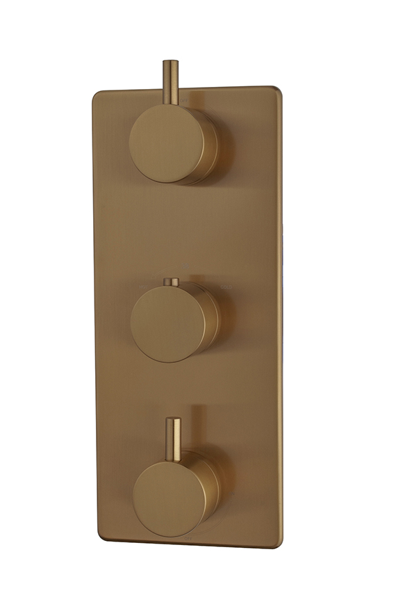 Caral afbouwdeel inbouwthermostaat 3 weg geborsteld brons koper PVD