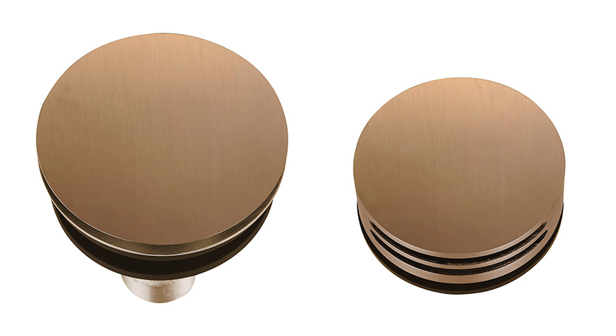 Caral afbouwdeel rond badafvoer met overloop en vulfunctie geborsteld brons koper PVD