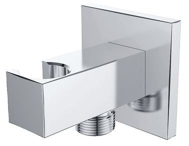 Rombo wandaansluitbocht met handdouchehouder vierkant 1/2" chroom