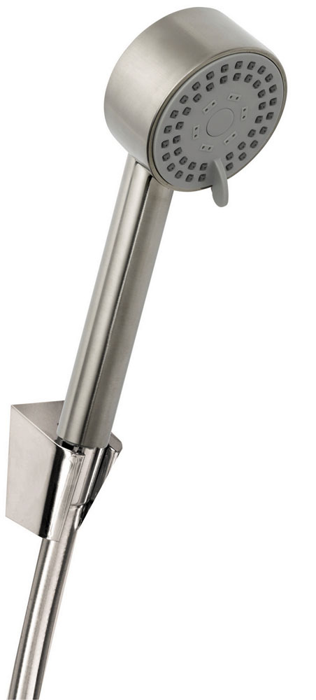 UniMatch Cadans handdoucheset met handdouche 3 standen 8 cm, doucheslang en wandhouder kantelbaar geborsteld staal