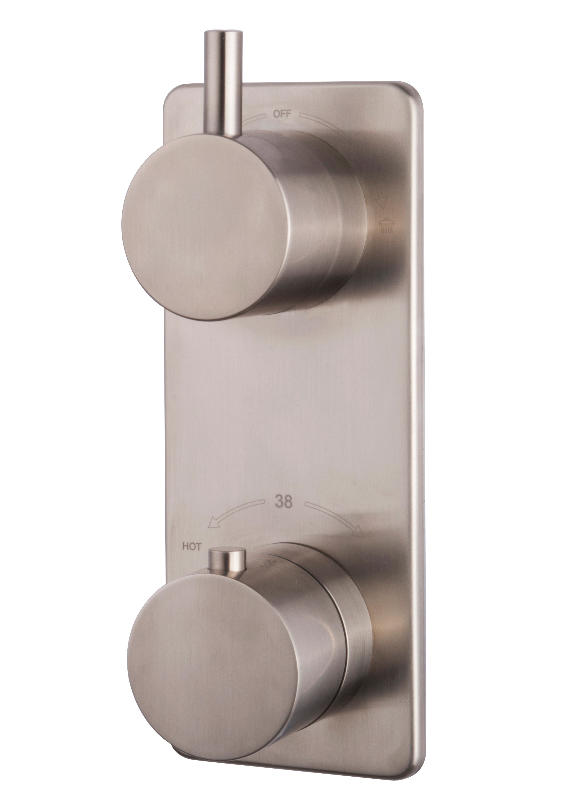 Rivaro inbouwthermostaat 2 weg geborsteld staal PVD