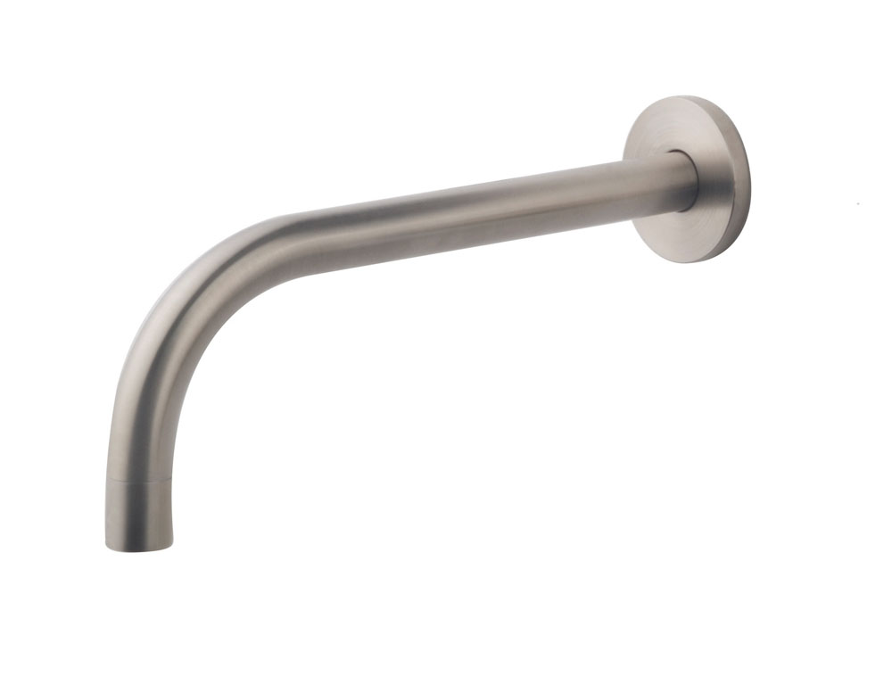 Slim 18mm uitloop rond 20cm 1/2" geborsteld staal PVD