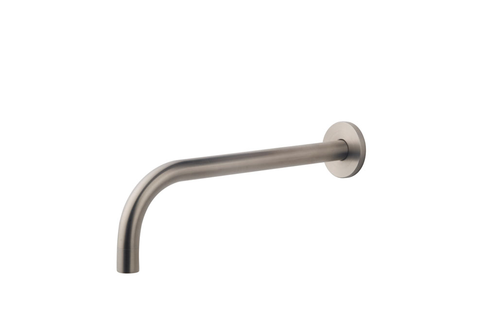 Slim 18mm uitloop rond 25cm 1/2" geborsteld staal PVD