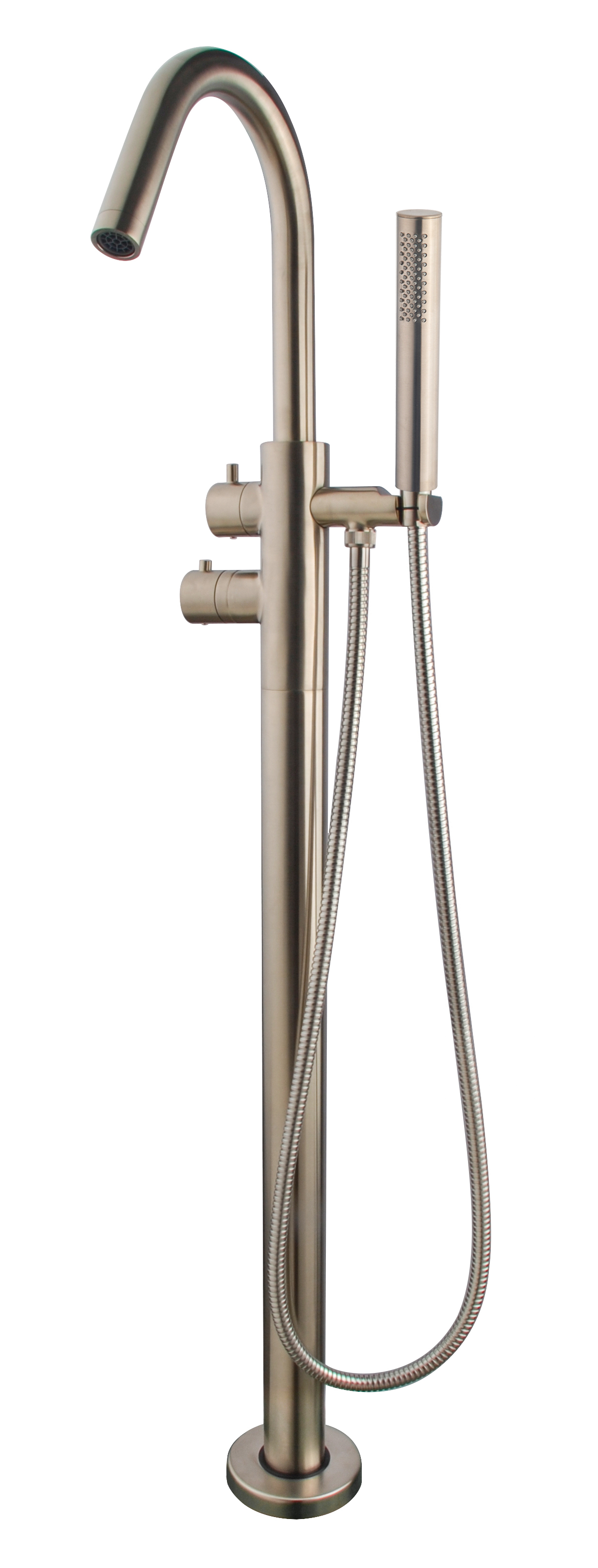 Caral thermostatische badmengkraan vrijstaand geborsteld staal PVD