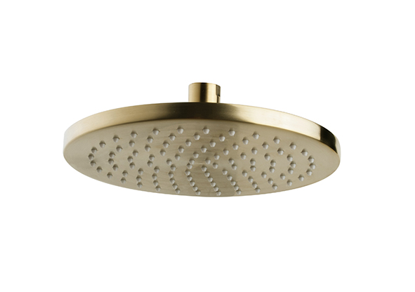 UniMatch hoofddouche rond 20 x 1,2 cm geborsteld messing PVD