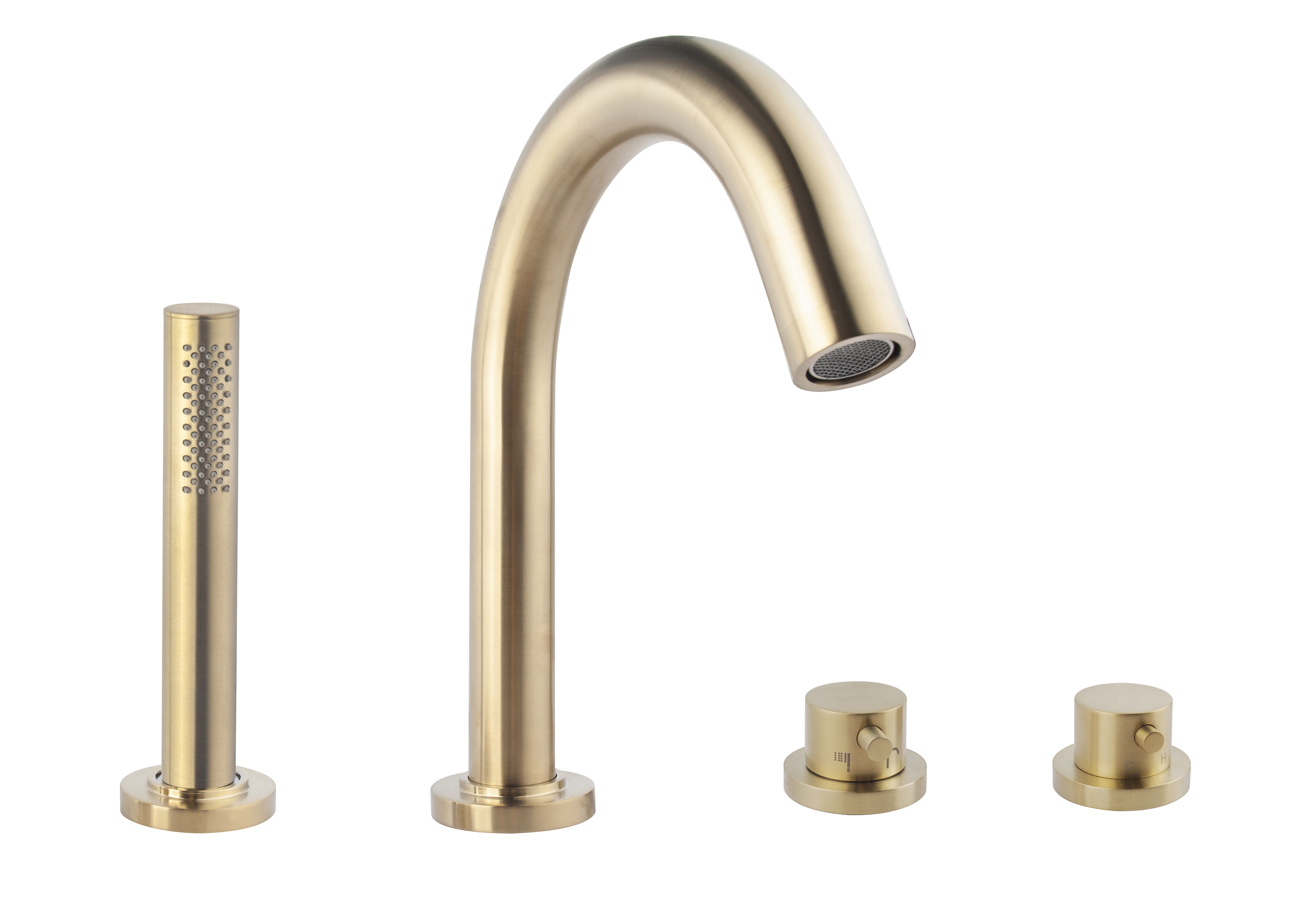 Caral afbouwdeel badrandthermostaat 4-gats geborsteld messing PVD