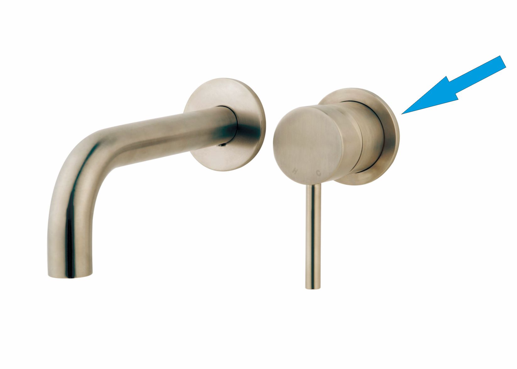 Caral rozet kraangedeelte eenhendel wastafelkraan 65 mm geborsteld staal PVD