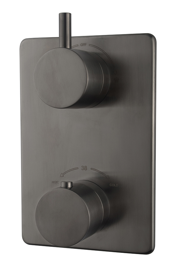 Caral afbouwdeel inbouwthermostaat 2 weg gunmetal PVD