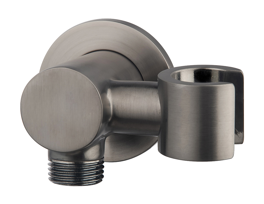 UniMatch wandaansluitbocht met kantelbare handdouchehouder rond 1/2" gunmetal PVD