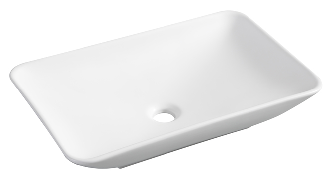 Kare waskom rechthoekig 58 x 36 x 11,5 cm keramiek mat wit