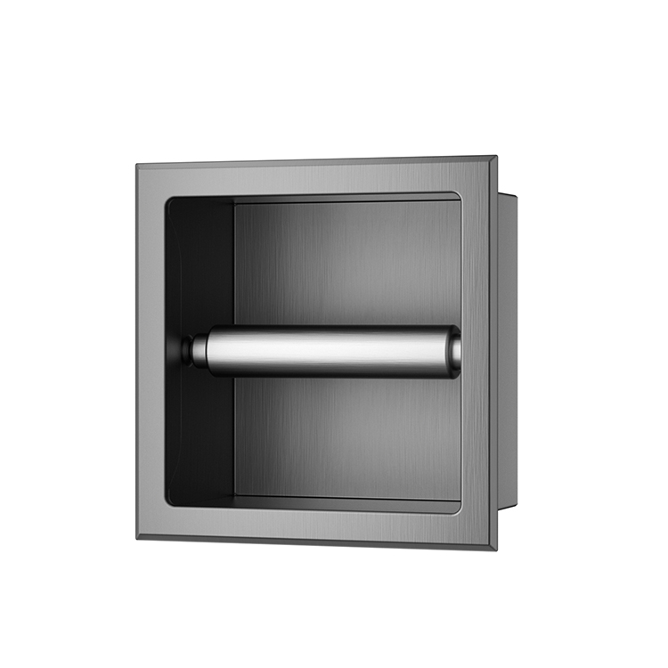 Rocko toiletrolhouder zonder klep inbouw gunmetal PVD