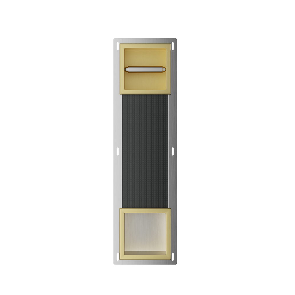 Rocko toiletrolhouder zonder klep en reserverolhouder inbouw geborsteld messing