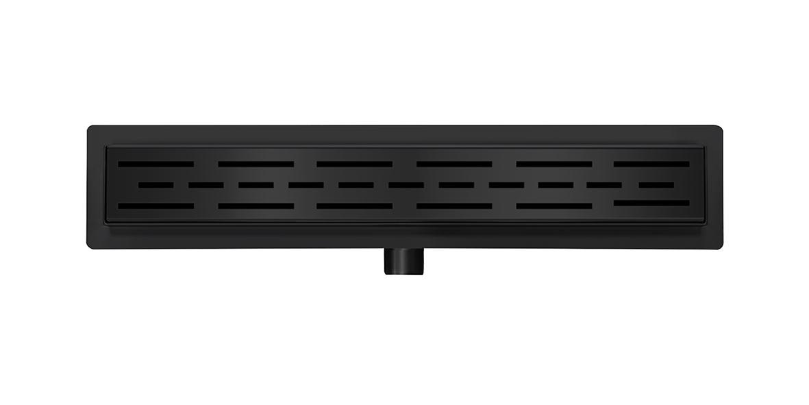 Douchegoot met flens en rooster 60 x 7 cm mat zwart