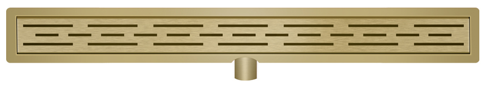 Douchegoot met flens en rooster 90 x 7 cm geborsteld messing PVD