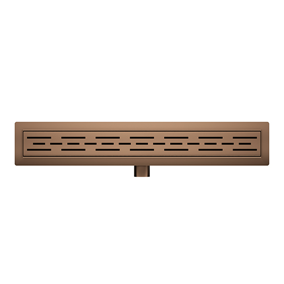 Douchegoot met flens en rooster 70 x 7 cm geborsteld brons koper PVD