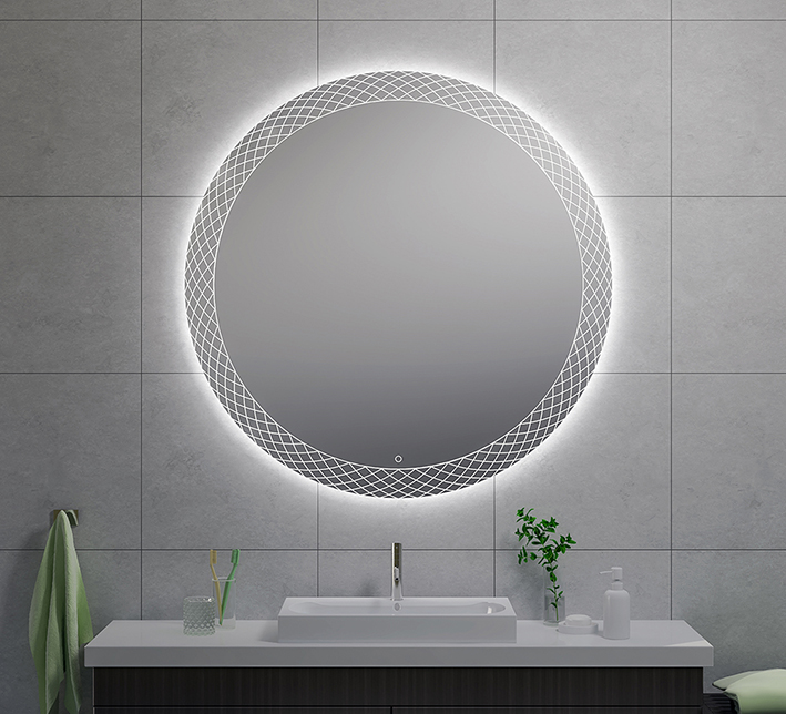 Deco spiegel rond met LED, dimbaar 120 cm