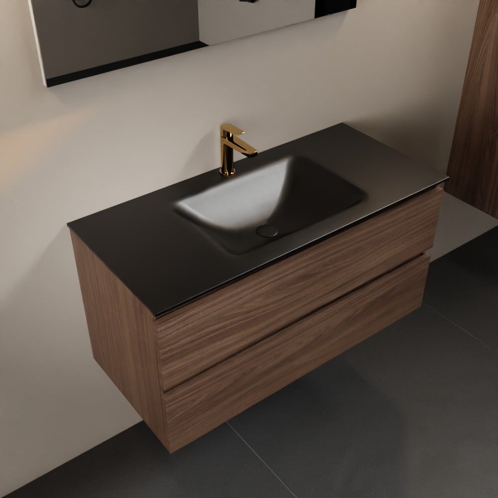 MONDIAZ AIVY 100cm badmeubel Mocha, wastafel Urban solid surface midden 1 kraangat