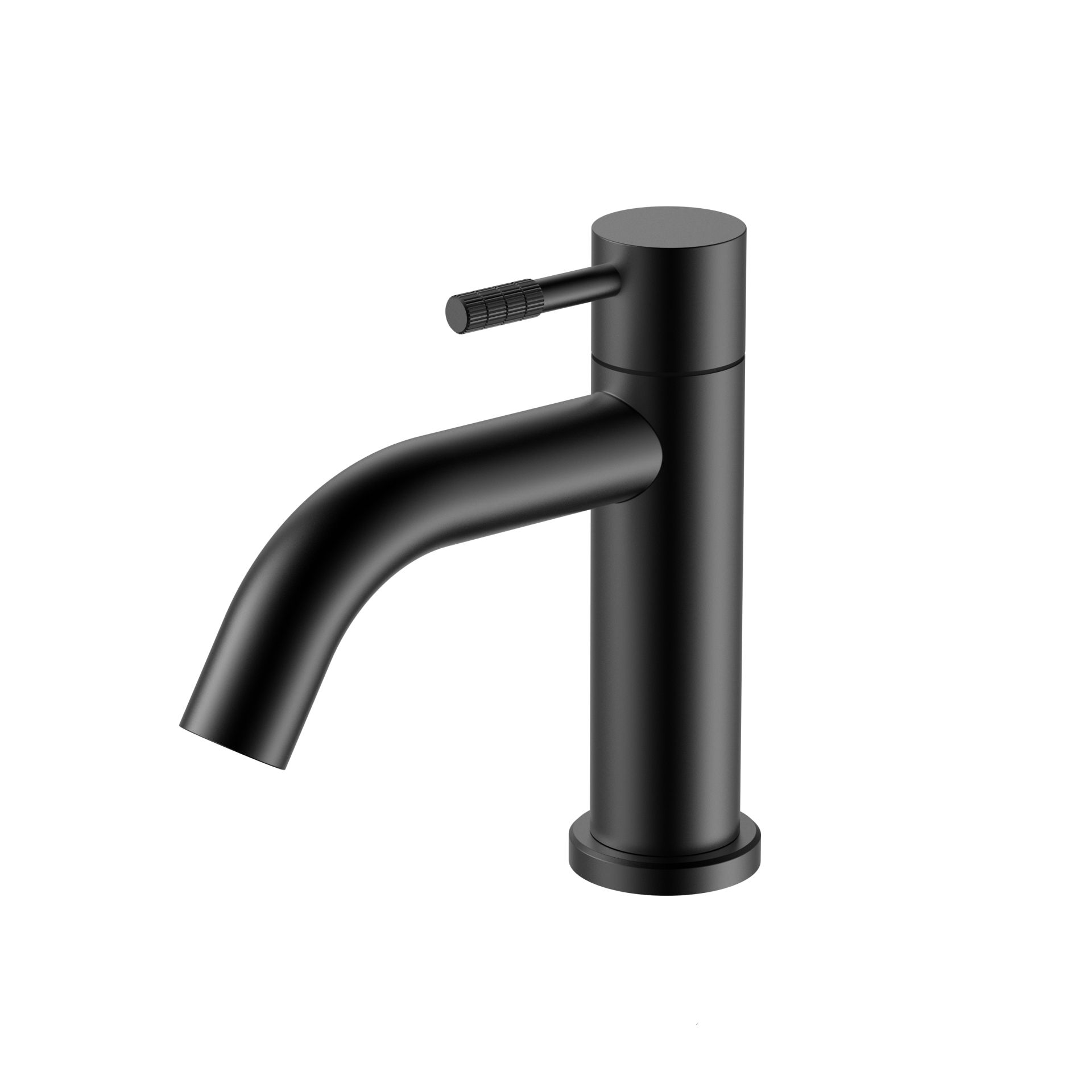 STRIA KOUDWATERKRAAN - HENDEL MET VERFIJNDE RIBBELSTRUCTUUR - ZONDER AFVOERPLUG - MAT ZWART (PVD)