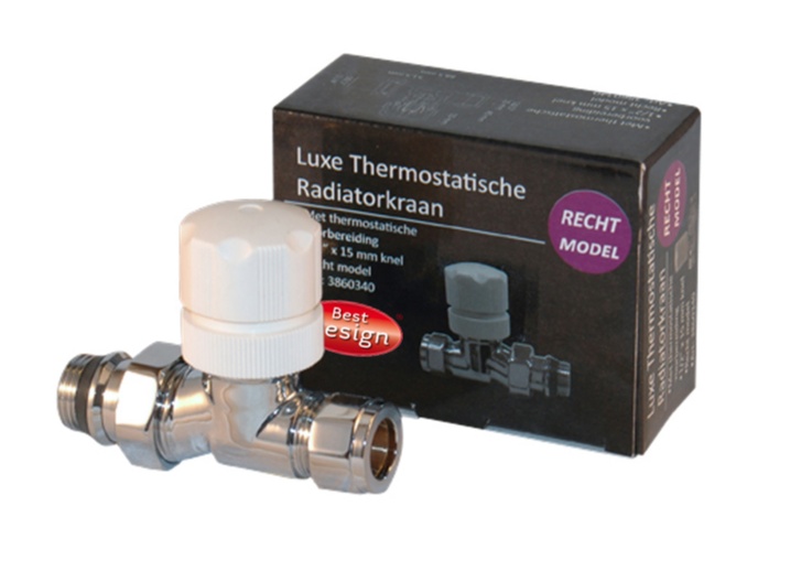 BD - luxe Thermostatische radiatorkraan recht 1/2''x15mm