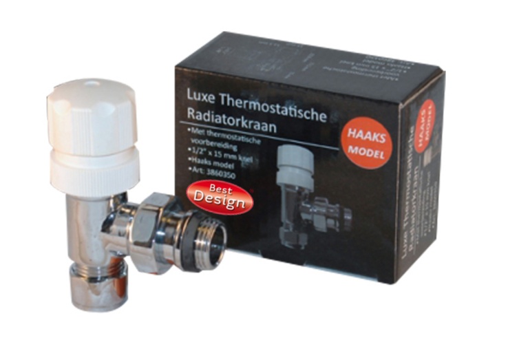 BD - luxe Thermostatische radiatorkraan haaks 1/2''x15mm