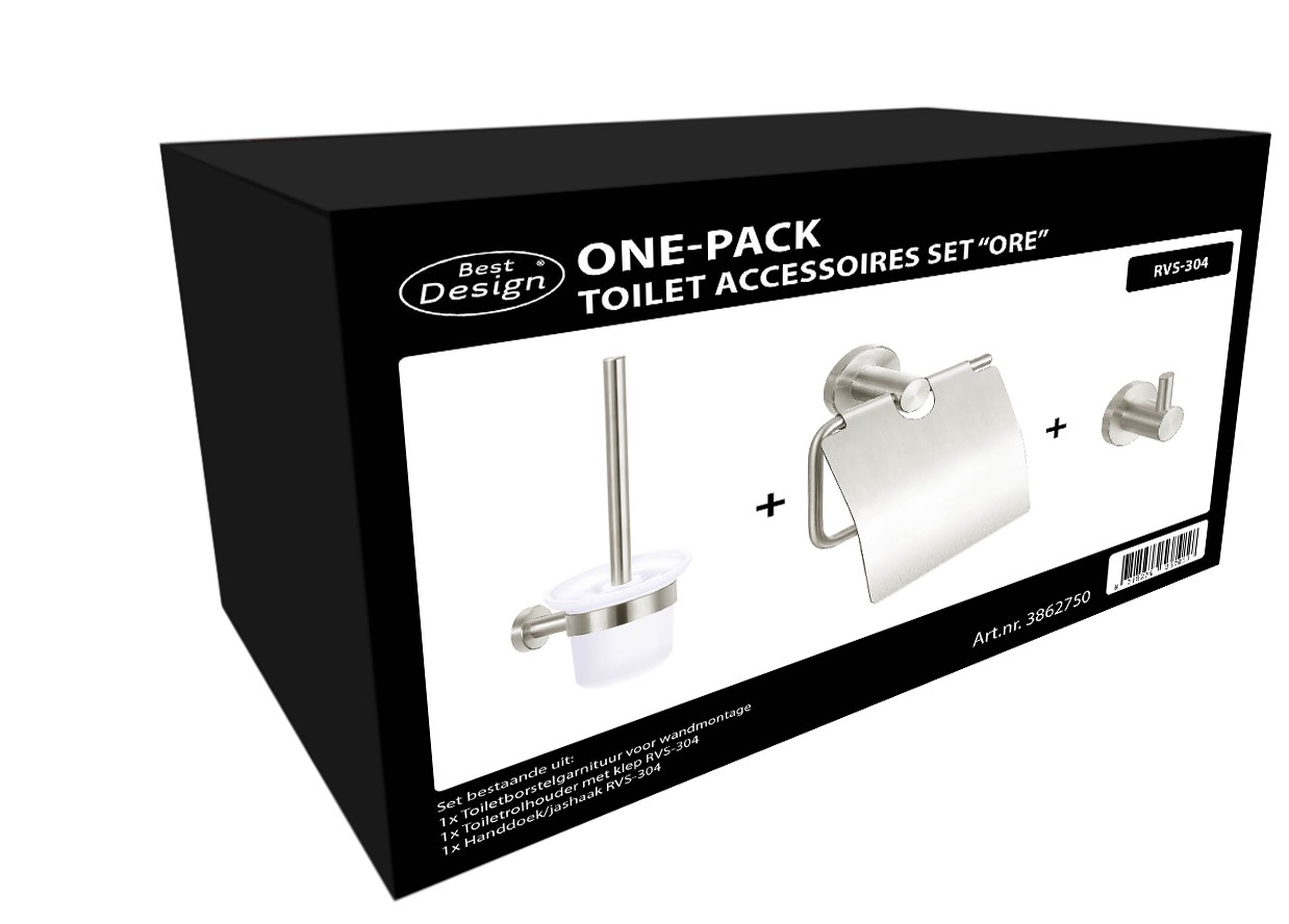 BD - One-Pack toilet accessoires set Ore RVS-304