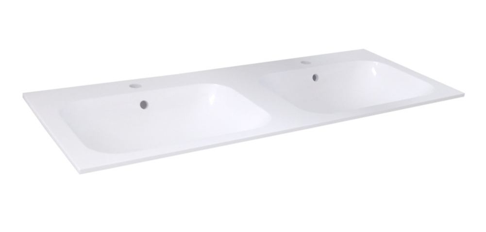 BD - duo-wastafel 120 cm tbv. meubel Bora met 2 kraangaten