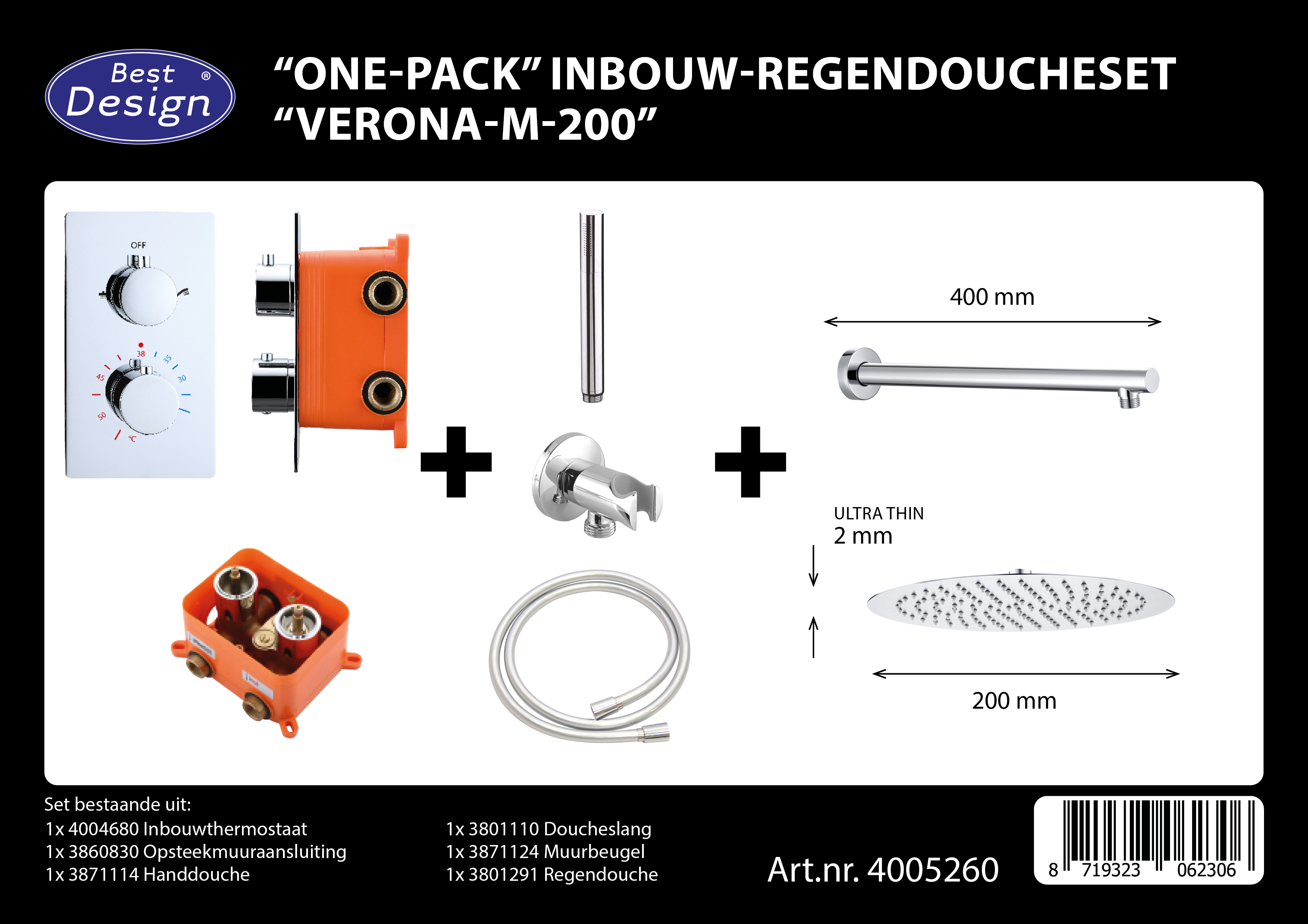 BD - One-Pack inbouw-regendoucheset Verona-M-200