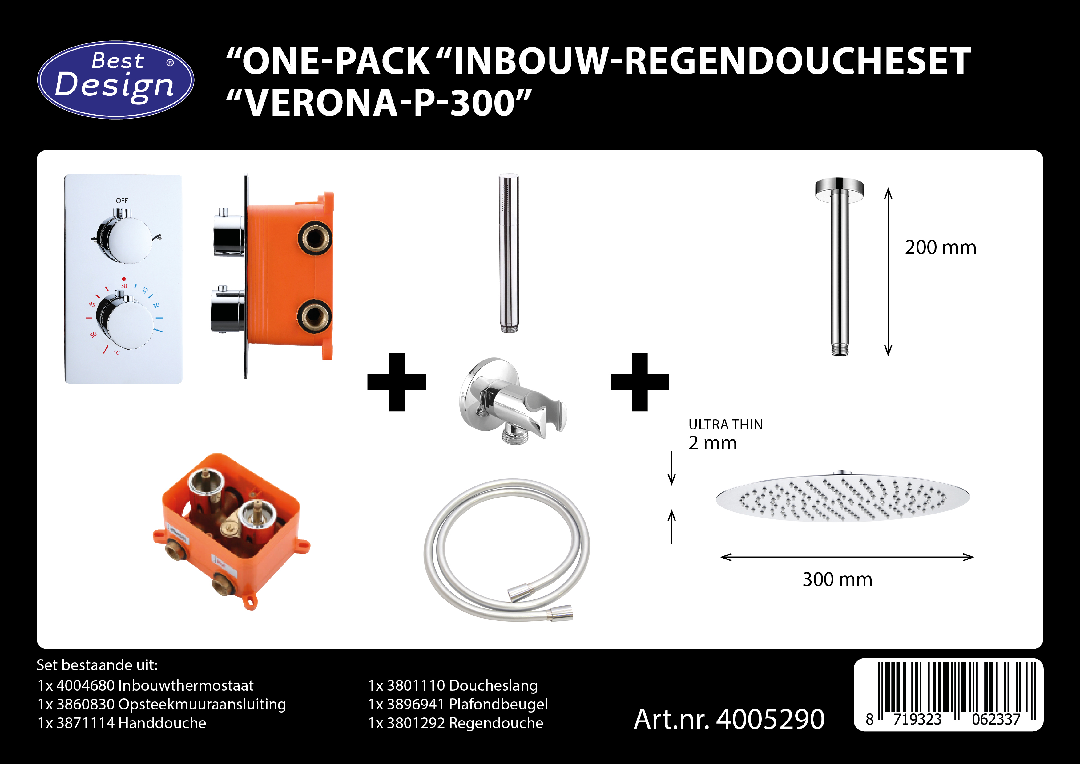 BD - One-Pack inbouw-regendoucheset Verona-P-300