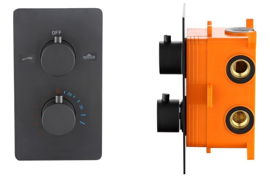 BD - Nero-Lacora inbouwthermostaat & inb.box 2-weg 1/2 mat-zwart