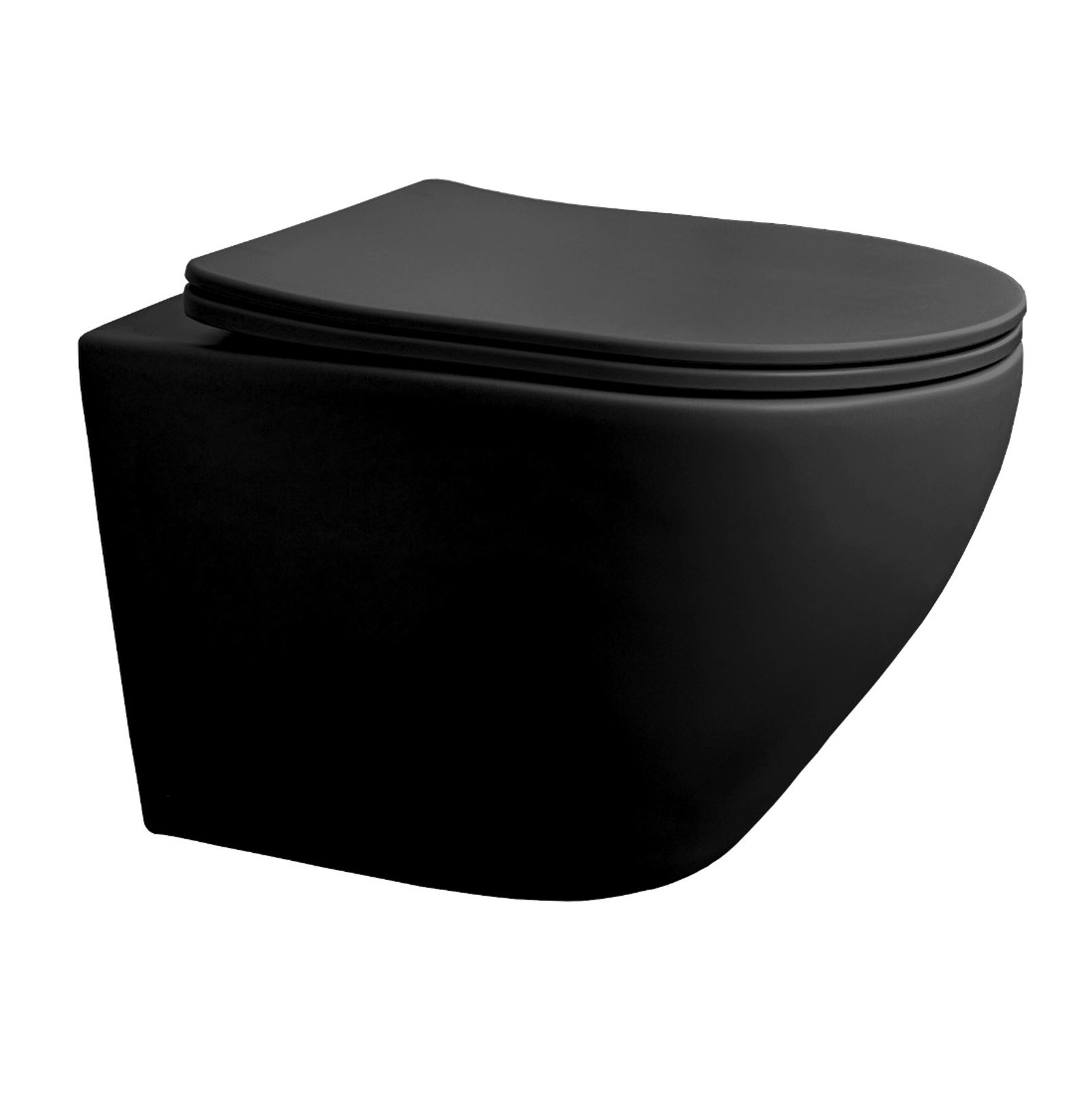 BD - Morrano-49 wandcloset zonder-spoelrand incl. zitting Mat-Zwart