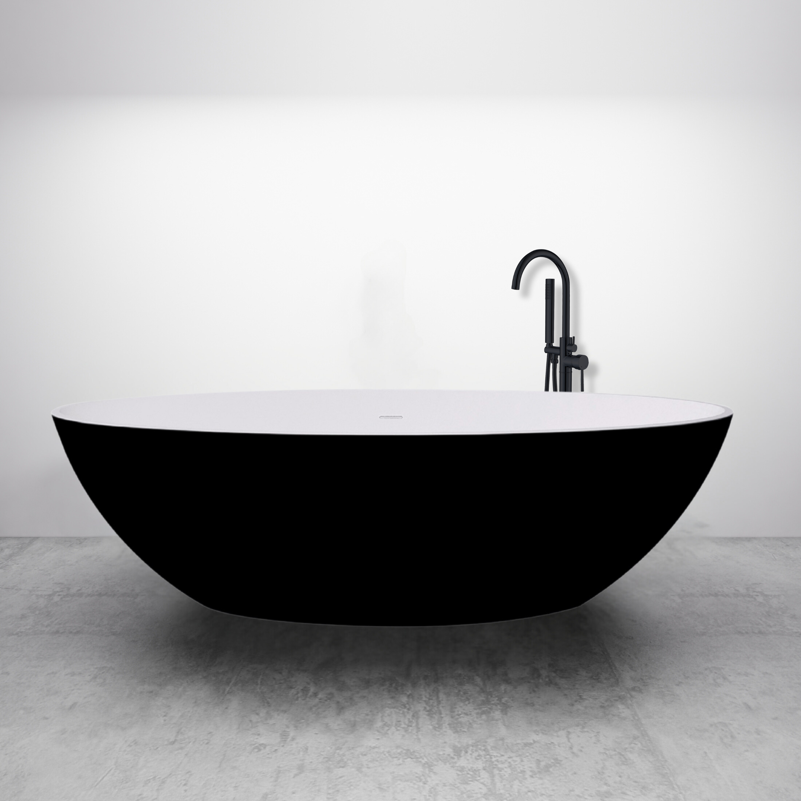 BD - New-Stone Bicolor-zwart/wit vrijstaand bad Just-Solid 180x85x52cm