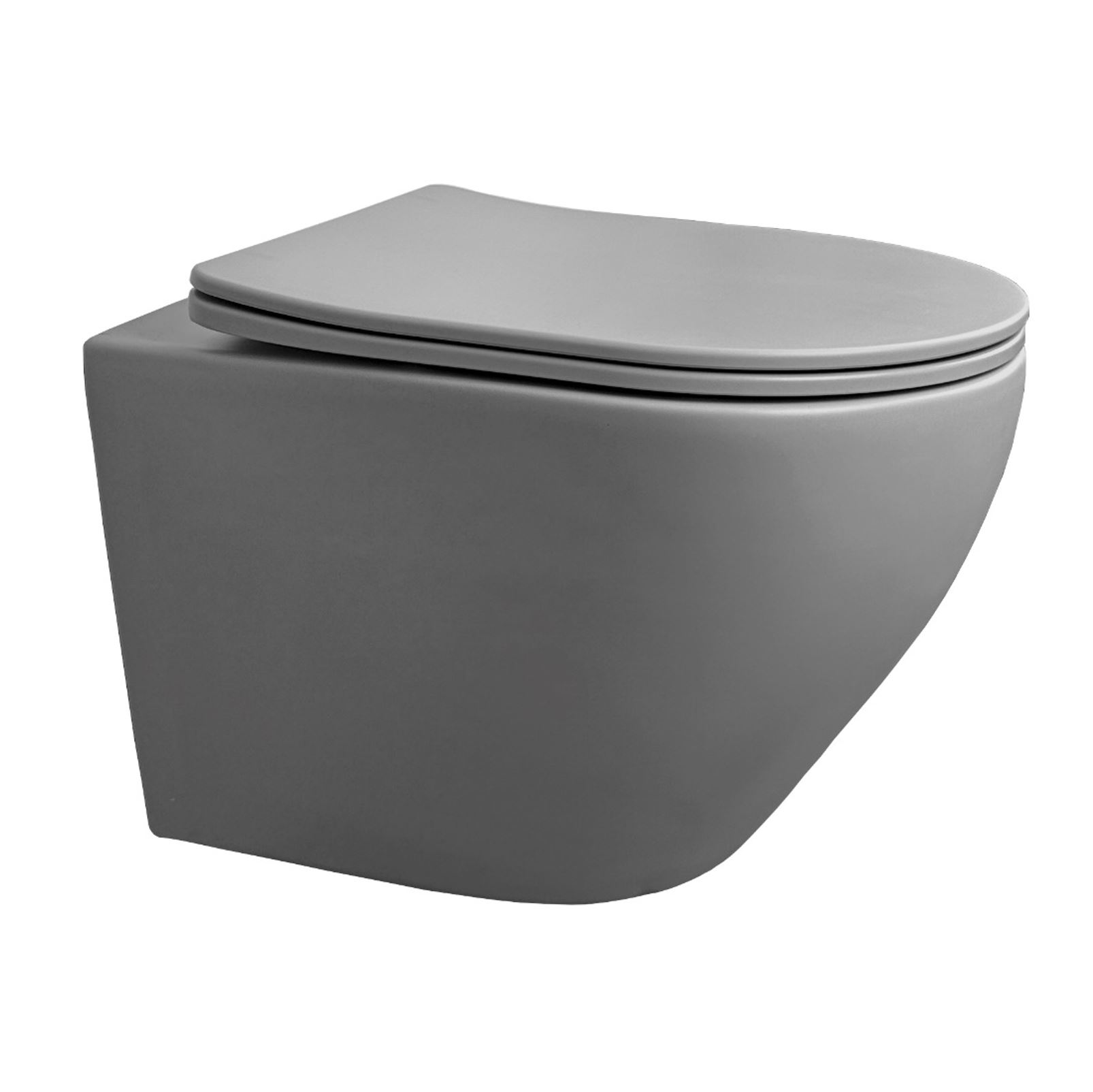 BD - Morrano-49 wandcloset zonder-spoelrand incl. zitting Mat-Grijs