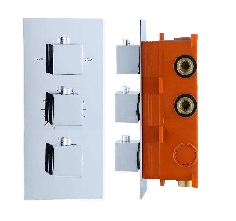 BD - Sano inbouwthermostaat & Inb.box 3 weg 1/2 vierkante knoppen