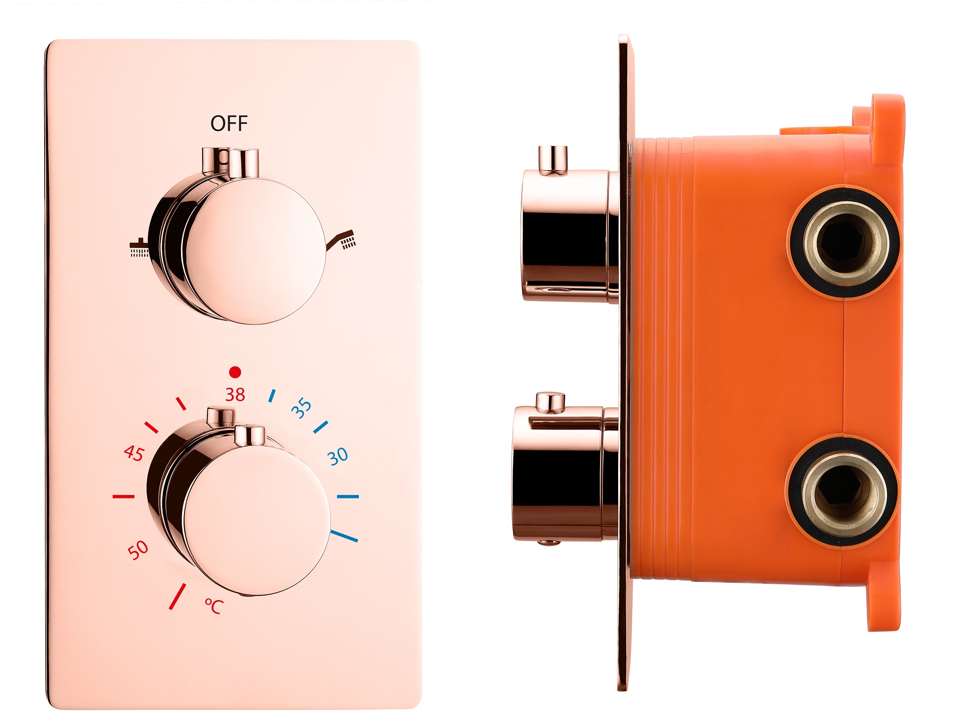 BD - Lyon inbouwthermostaat & inb.box 2-weg 1/2 Rosé-Mat-Goud