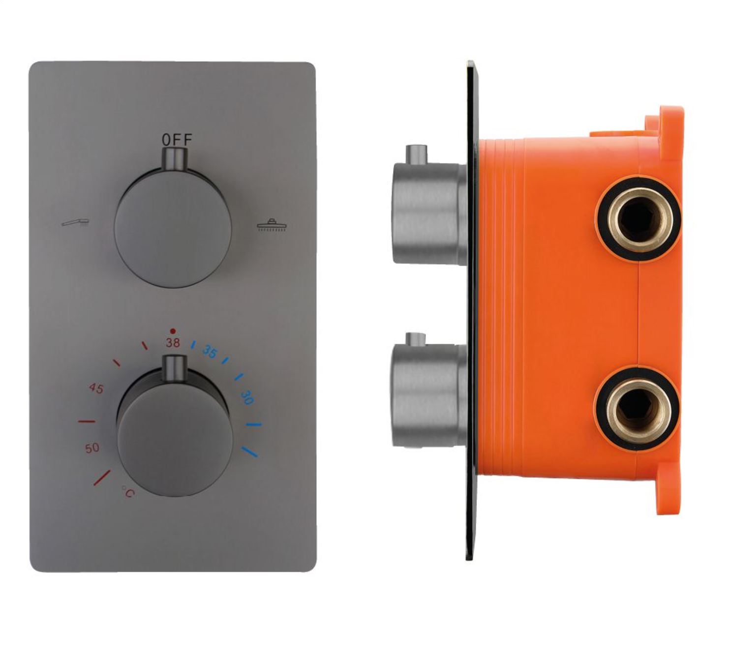 BD - Moya inbouwthermostaat & inb.box 2-weg 1/2 Gunmetal