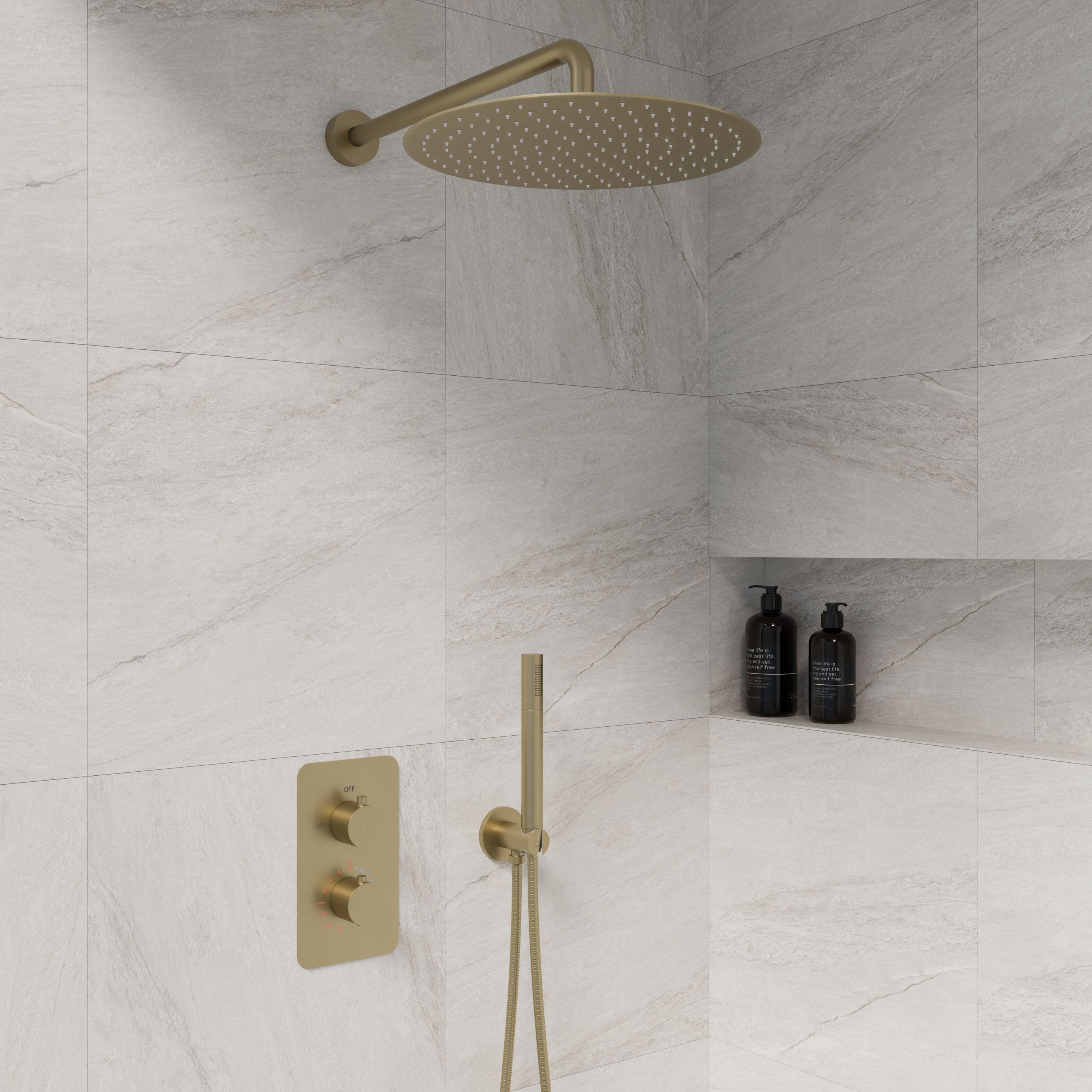 BD - One-Pack inbouw-regendoucheset Nancy-M-300 mat-goud