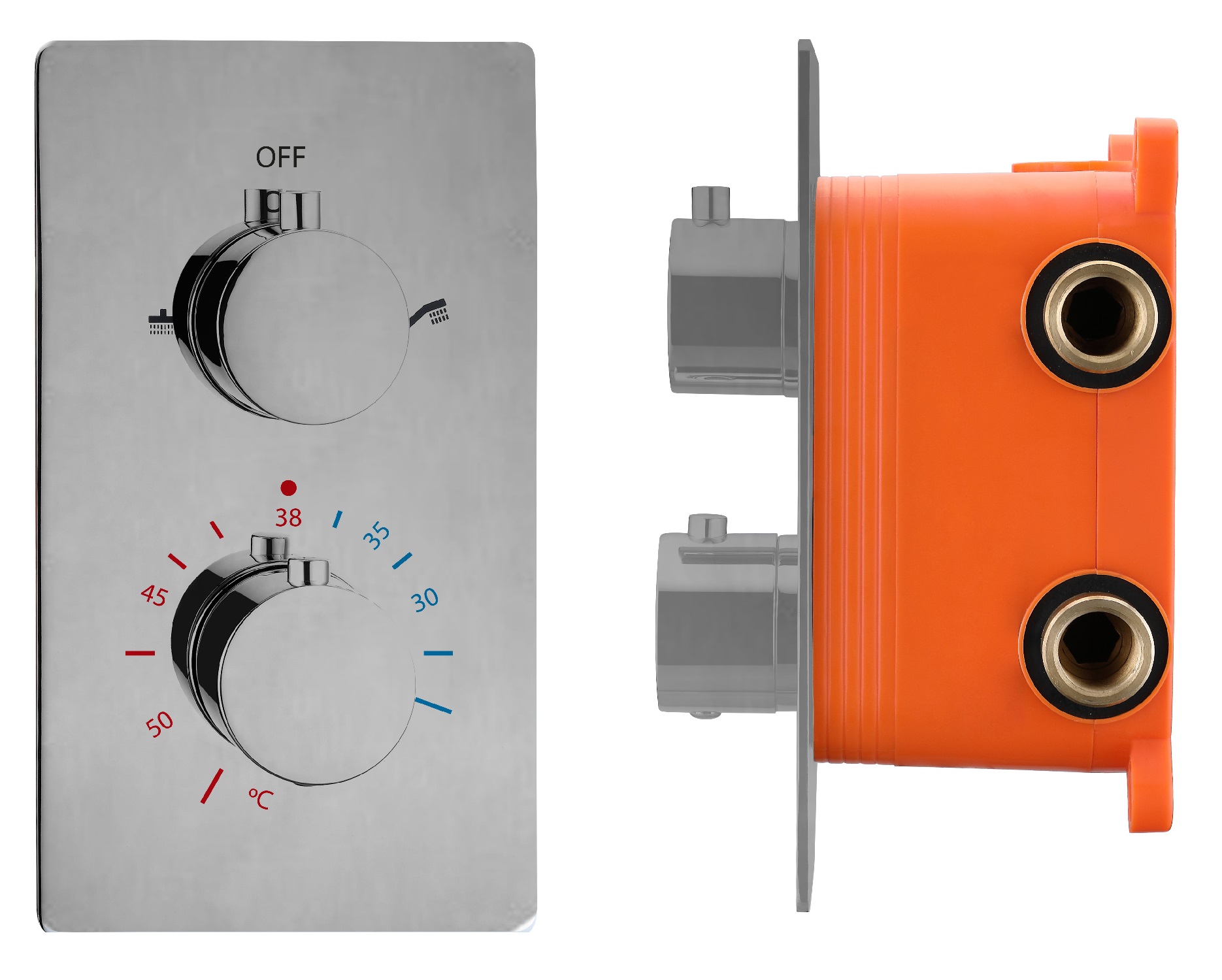 BD - Ore-Garand inbouwthermostaat & inb.box 2-weg 1/2 RVS-304