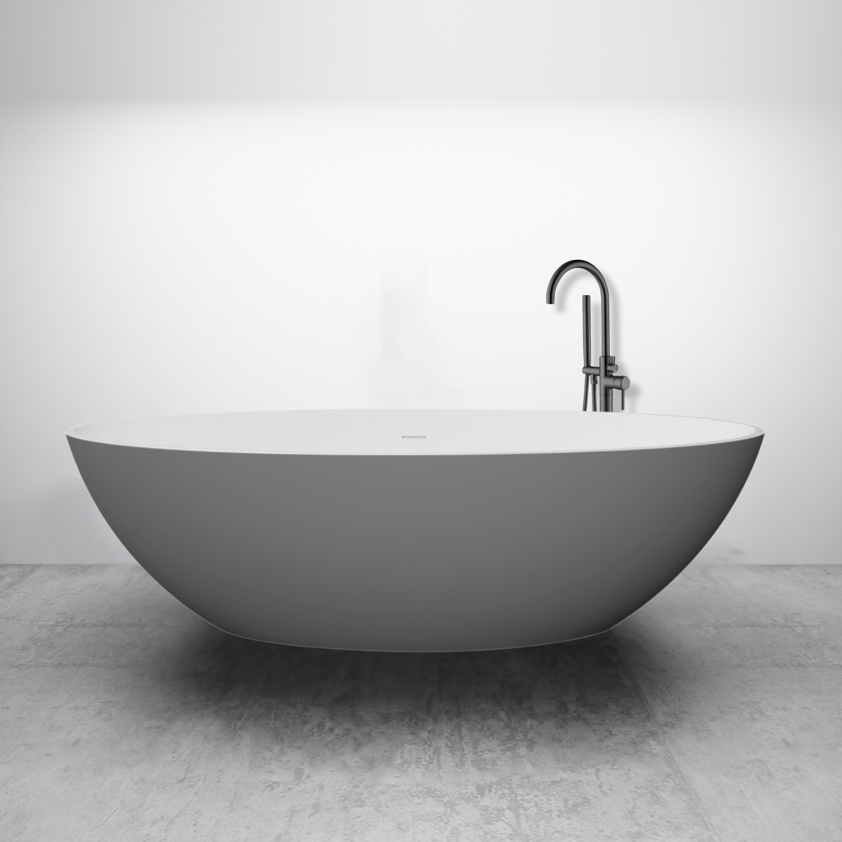 BD - New-Stone Bicolor-Lava (Grijs)/Wit vrijstaand bad Just-Solid 180x85x52cm