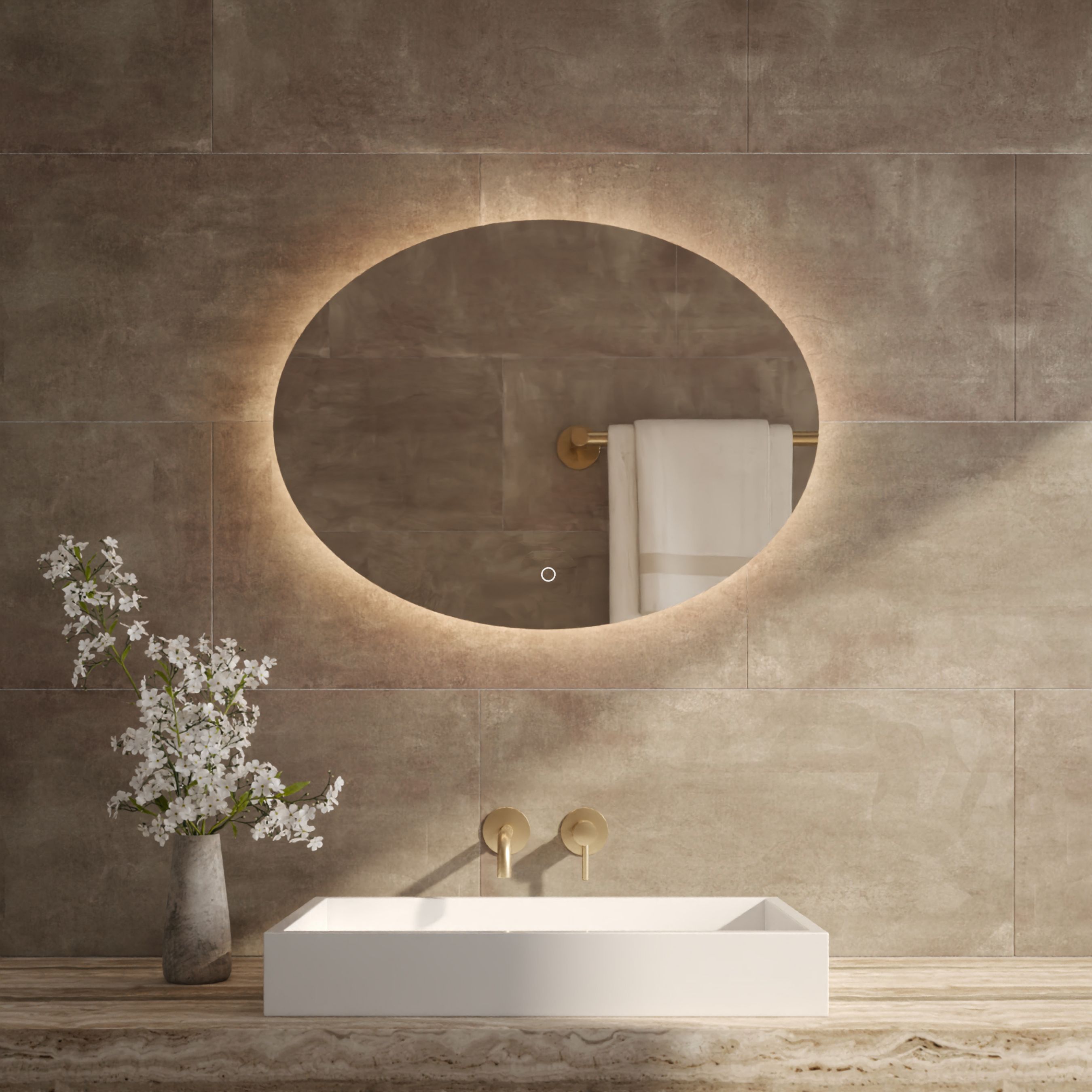 BD - Divo-80 ovale spiegel incl. led verlichting B=80 x H=60cm