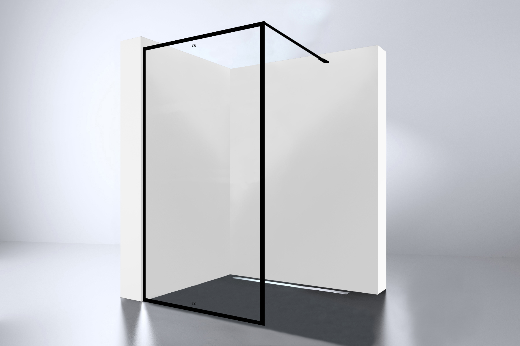 BD - For-You 900 Zwart inloopdouche Walk-In 900x2000x8mm